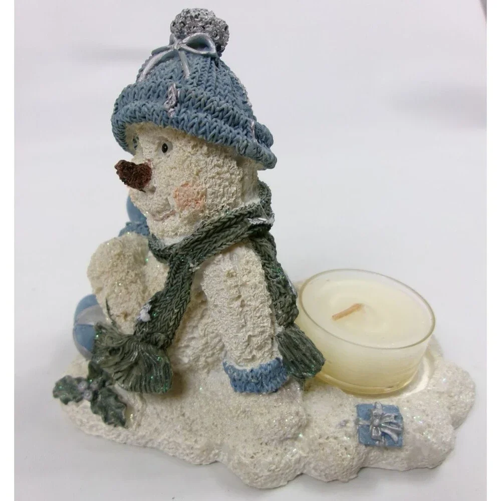 Kirkland's Holiday Snowman Tealight Candle Holder Christmas with Box Vintage